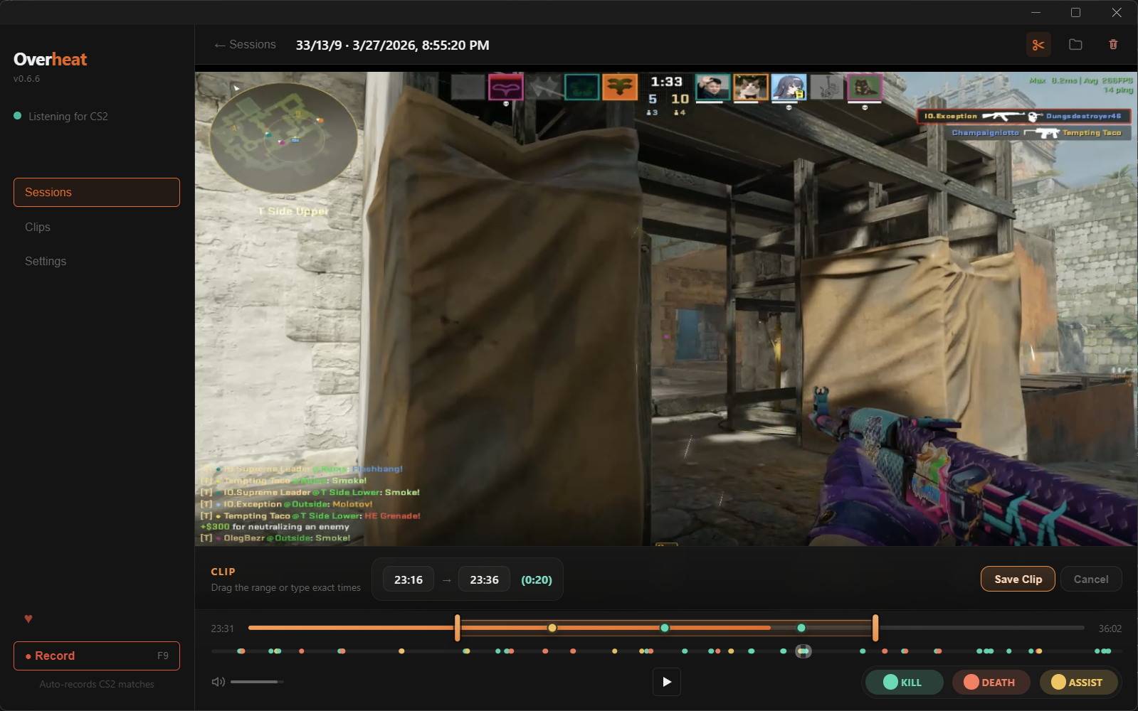 Overheat clip editor