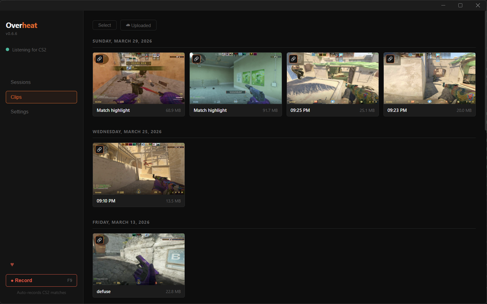 Overheat clips library